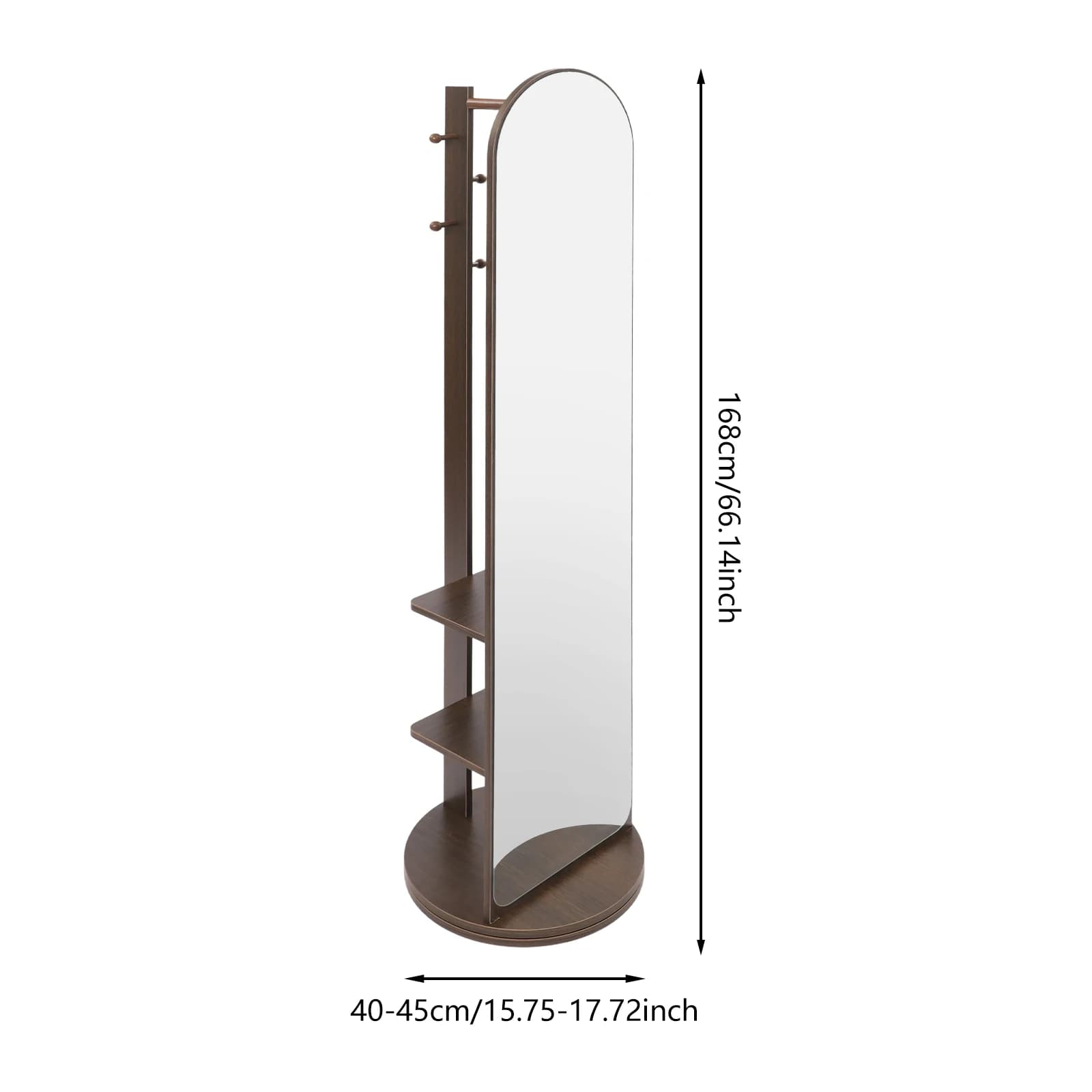 Specchio a figura intera 2 in 1 con supporto, appendiabiti con 4 ganci, appendiabiti e specchio a figura intera per bagni, camere da letto, soggiorni