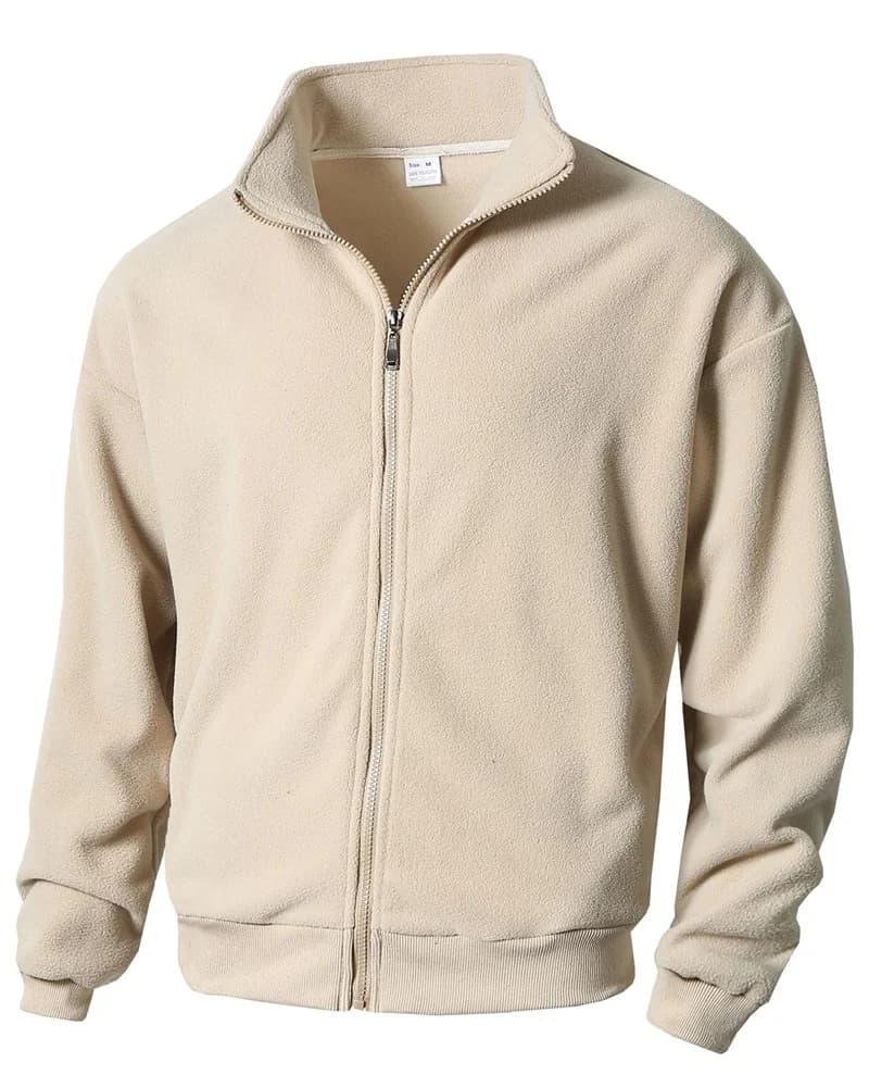 autunno inverno nuovi uomini di colore puro casual colletto rovesciato cardigan con cerniera cappotto in pile da uomo trendy slim zip capispalla top