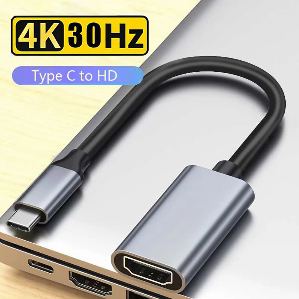 USB-C to HDTV 4K, USB-C USB 3.1 male to HDTV female for laptop, tablet, TV, MacBook.