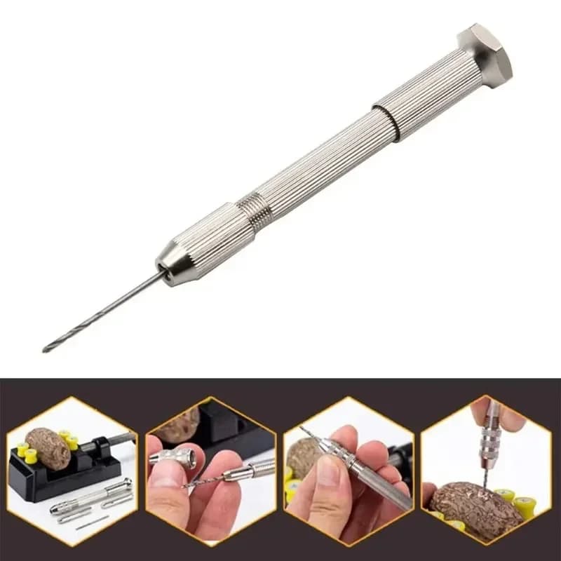 Accessori per carpentiere singoli in argento Accessori per un officina Trapano attorcigliato 10 pezzi Set di piccoli attrezzi Punzonatura con manico a mano per fori fai-da-te
