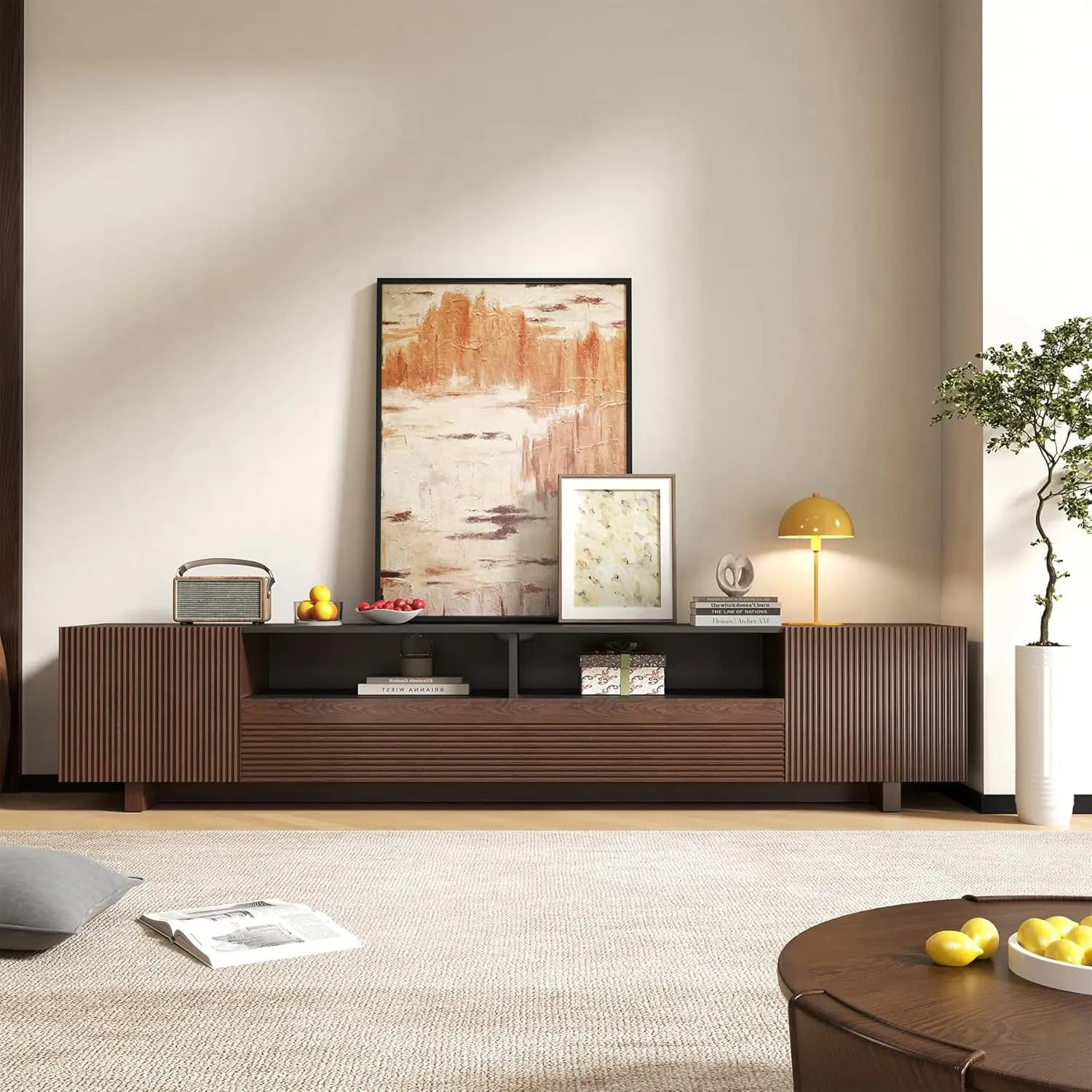 Mobile TV da 78,8 Pollici con Armadietti Contenitori per Soggiorno, Console Multimediale con Cassetti, in Legno, Personalizzabile