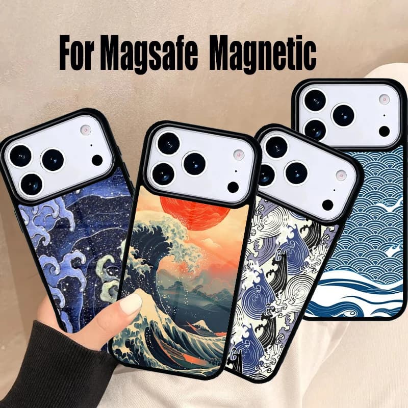 Custodia Morbida per iPhone con Design Anime Giapponese a Tema Pub Wave, Compatibile con iPhone 17 Air 16e 15 14 13 12 11 Pro Max Plus, Cover Magnetica Wireless Magsafe