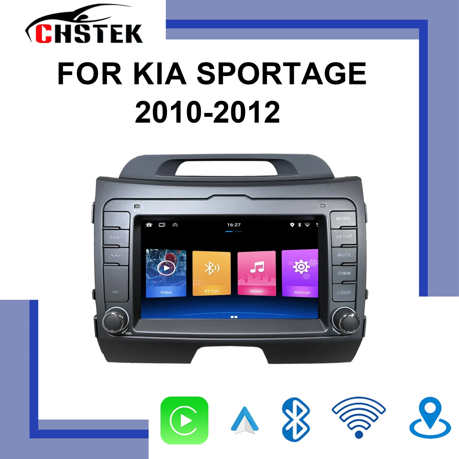 CHSTEK Bluetooth Car Radio For Kia SPORTAGE 2010 2011 2012 Wireless Carplay Android Auto Multimedia GPS WiFi Navigation 4G Vedio