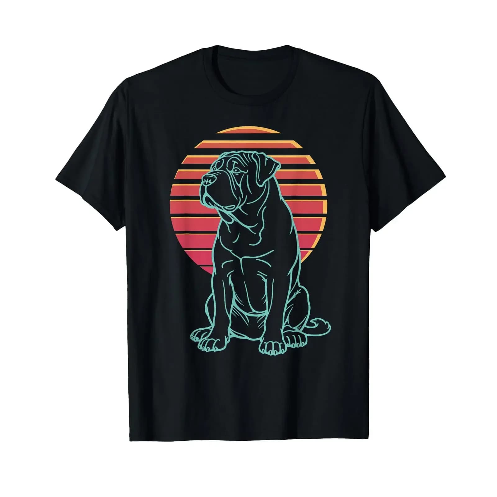 English Mastiff Lover Dog Owner Retro Synthwave 80s T Shirt vintage Washed Slightly Casual homme Stretched designer clothes