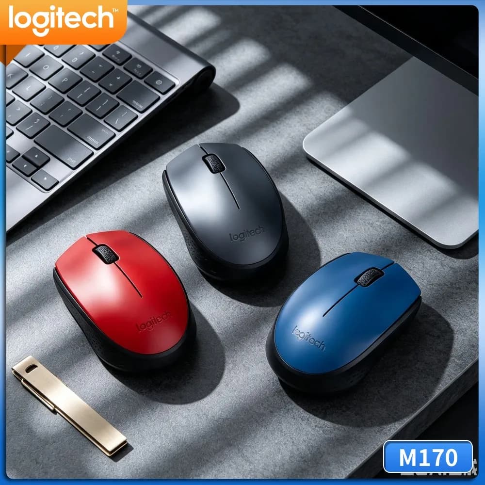 Sharp-Movement Logitech M170 Wireless Optical Mouse 2.4GHz 10m Range 12-Month Battery for Office Home Gaming Sets Travel Work