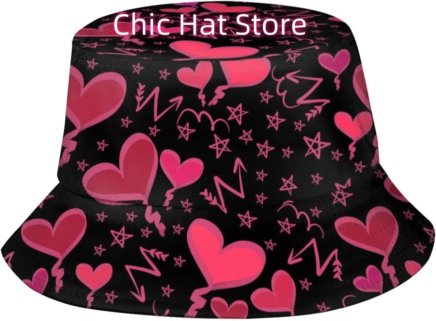 Cappello da pescatore con stampa di cuori di San Valentino Cappello da pescatore da viaggio estivo Cappelli da sole carini per uomini donne adolescenti