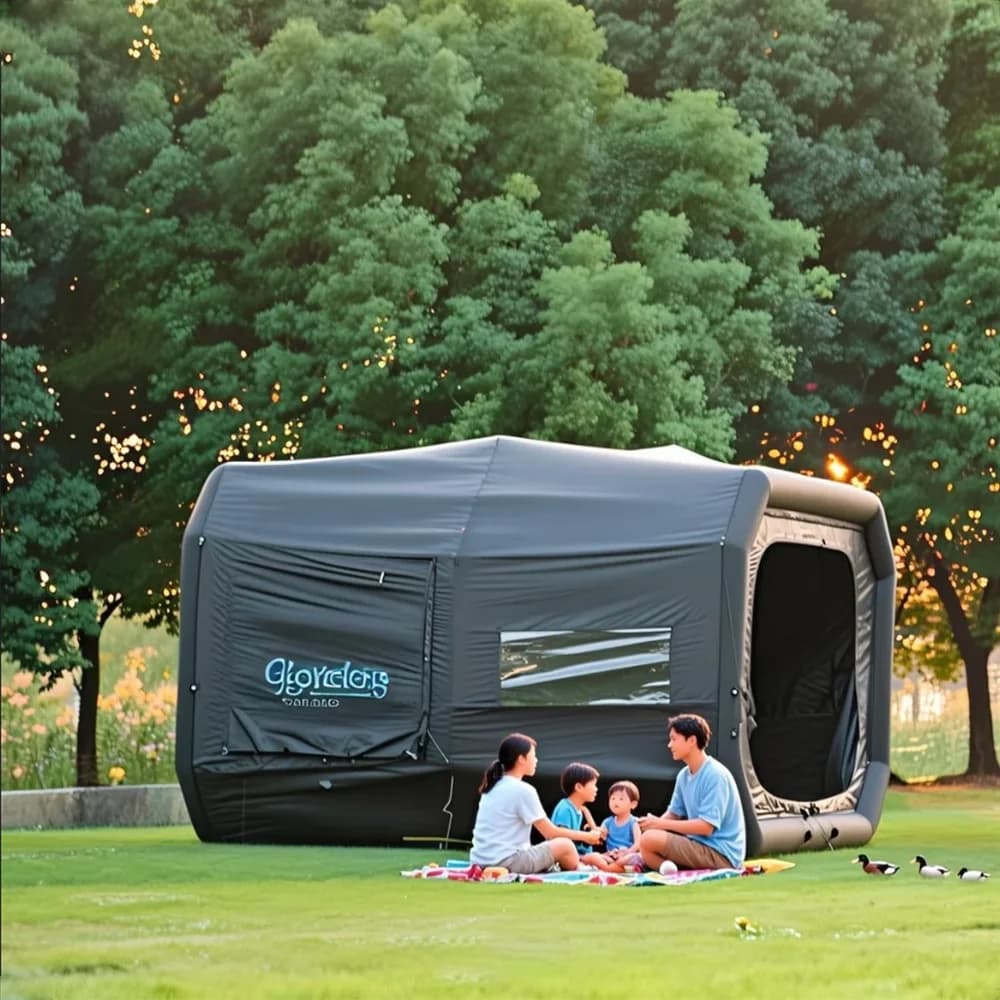 Tenda ad aria ermetica Tenda a capsula spaziale impermeabile gonfiabile veloce per esterni multi-famiglia con colonne in TPU per avventure in campeggio