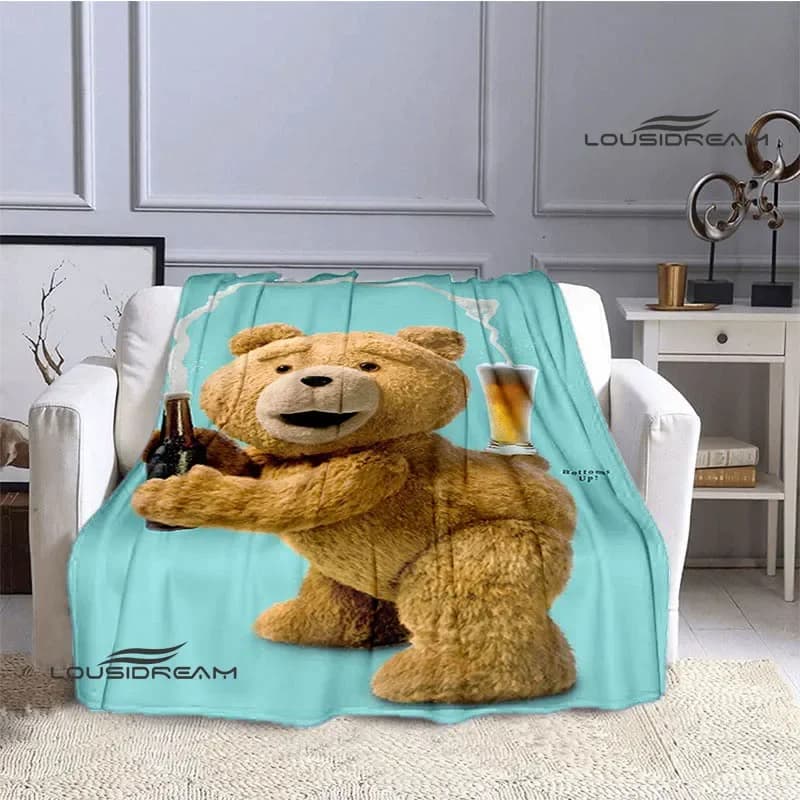 Cartoon Teddy bear Ted coperte stampate coperte di flanella calde coperte morbide e confortevoli fodere per letti regalo di compleanno