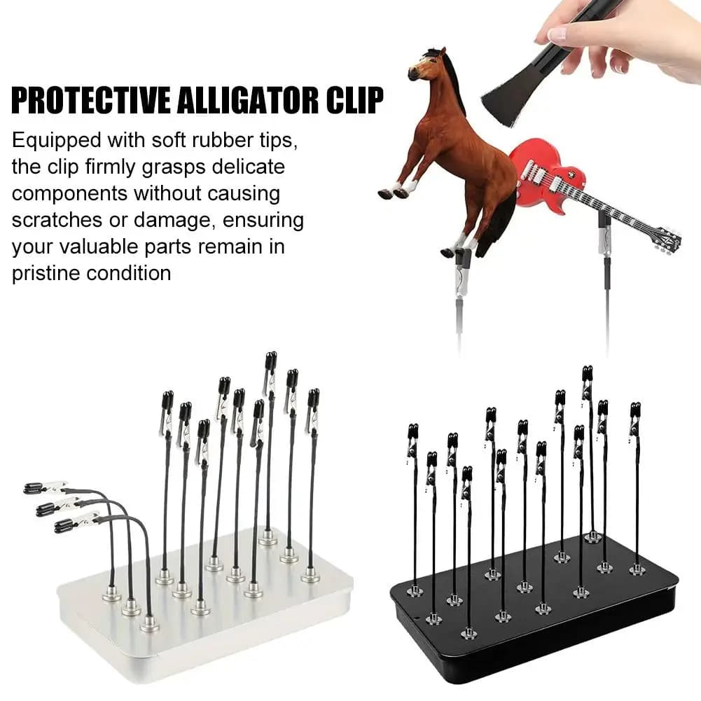 Modelling support with 13 Crocodile Clips and Foldable Magnetic Sticks for Aerograph and Hobby Fai-da- ♪