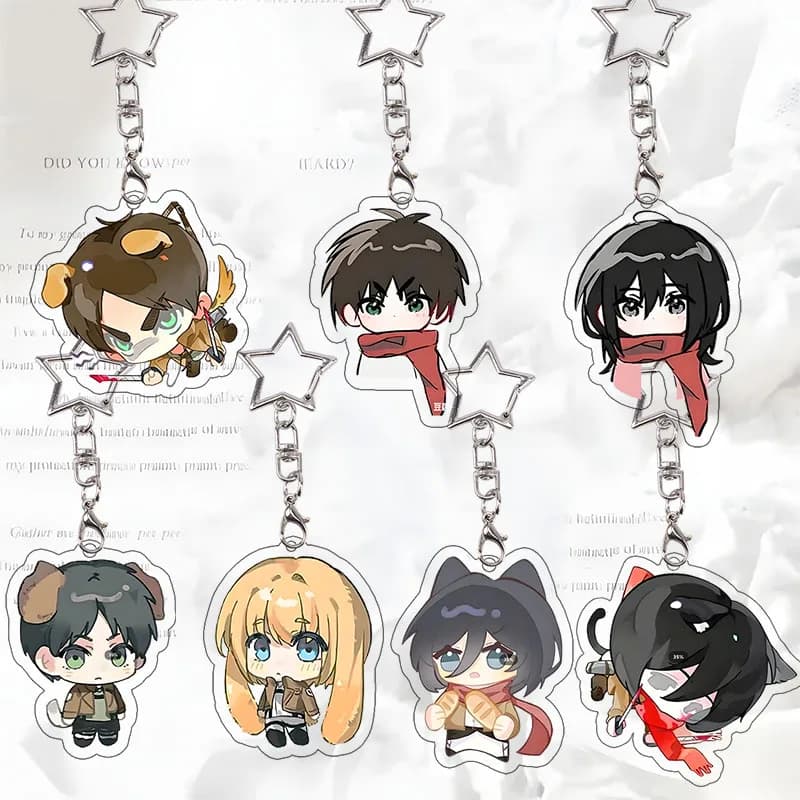 Attack on Titan Acrylic Keychain Eren Yeager Chibi Cartoon Keyring Bag Decoration Pendant Exquisite Collection Birthday Gift