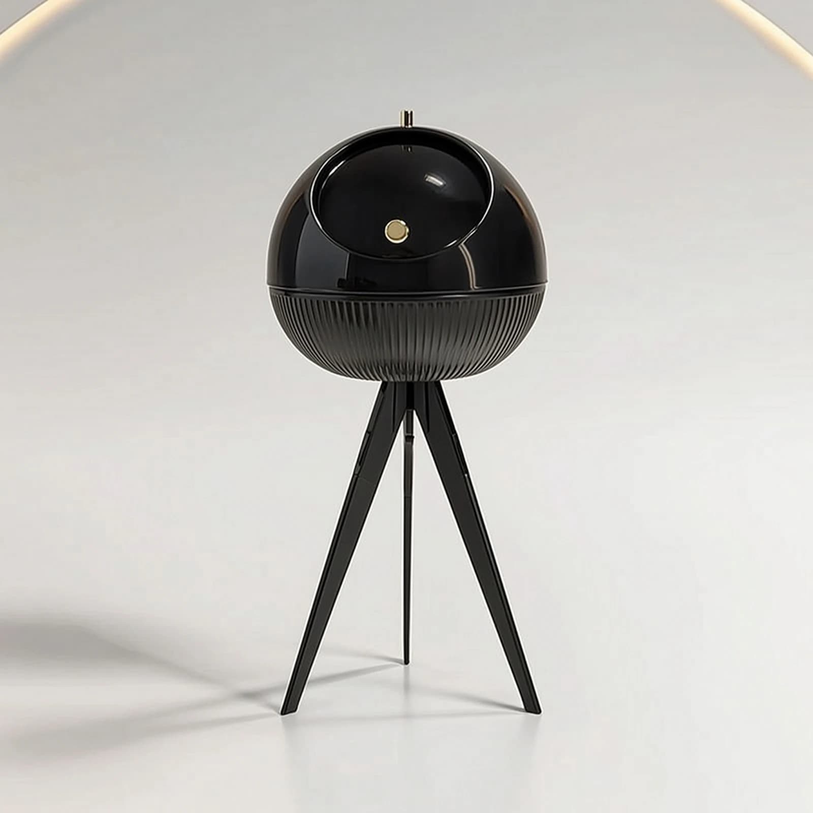 Trash Bin with Legs Ribbed Elevated Trash Can Tripod Waste Bin Floor-Standing Wastebasket Decorative for Living Room, Bedroom