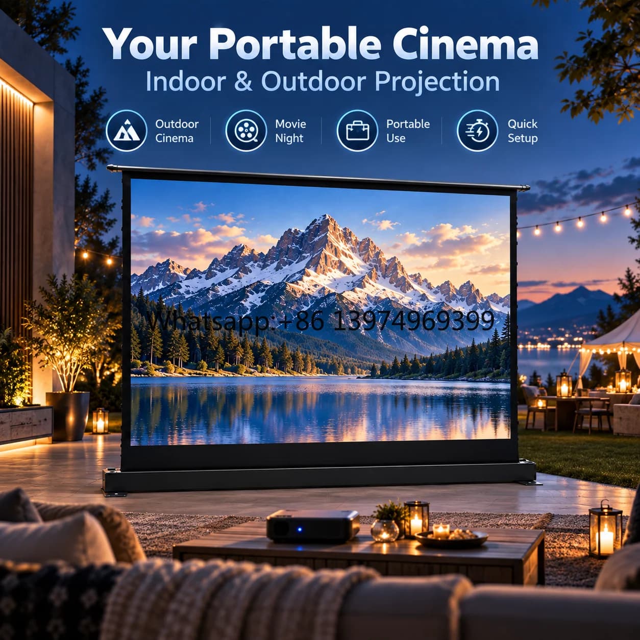 4K 8K Ready Electric Floor Rising Projector Screen Portable Motorized Cinema Screen Tab Tensioned Projection Screen Manufacturer