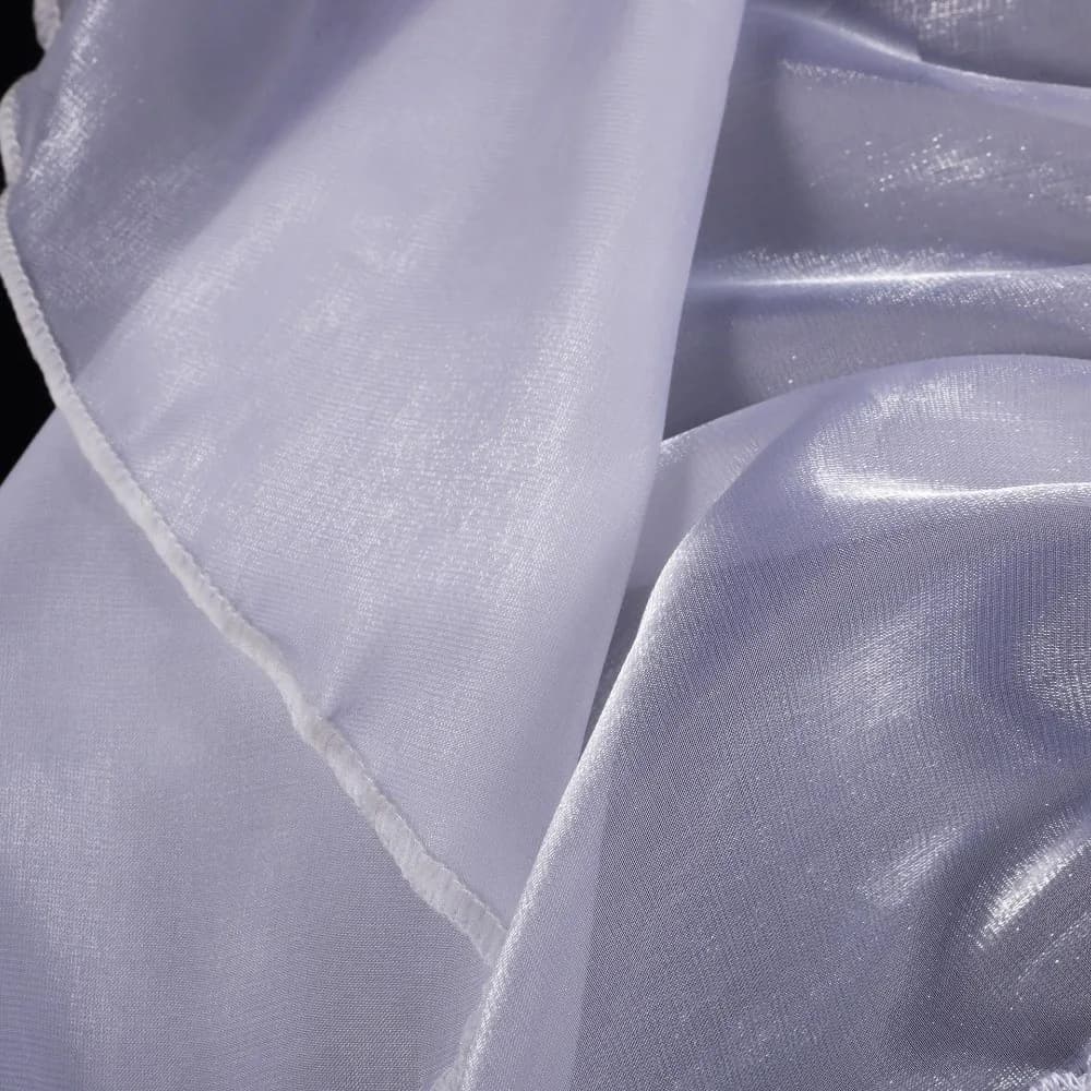 Simple Silk Satin Lace Cape White Ribbon Trim Chiffon Hijab Elastic Satin Head Wrap Church Prayer