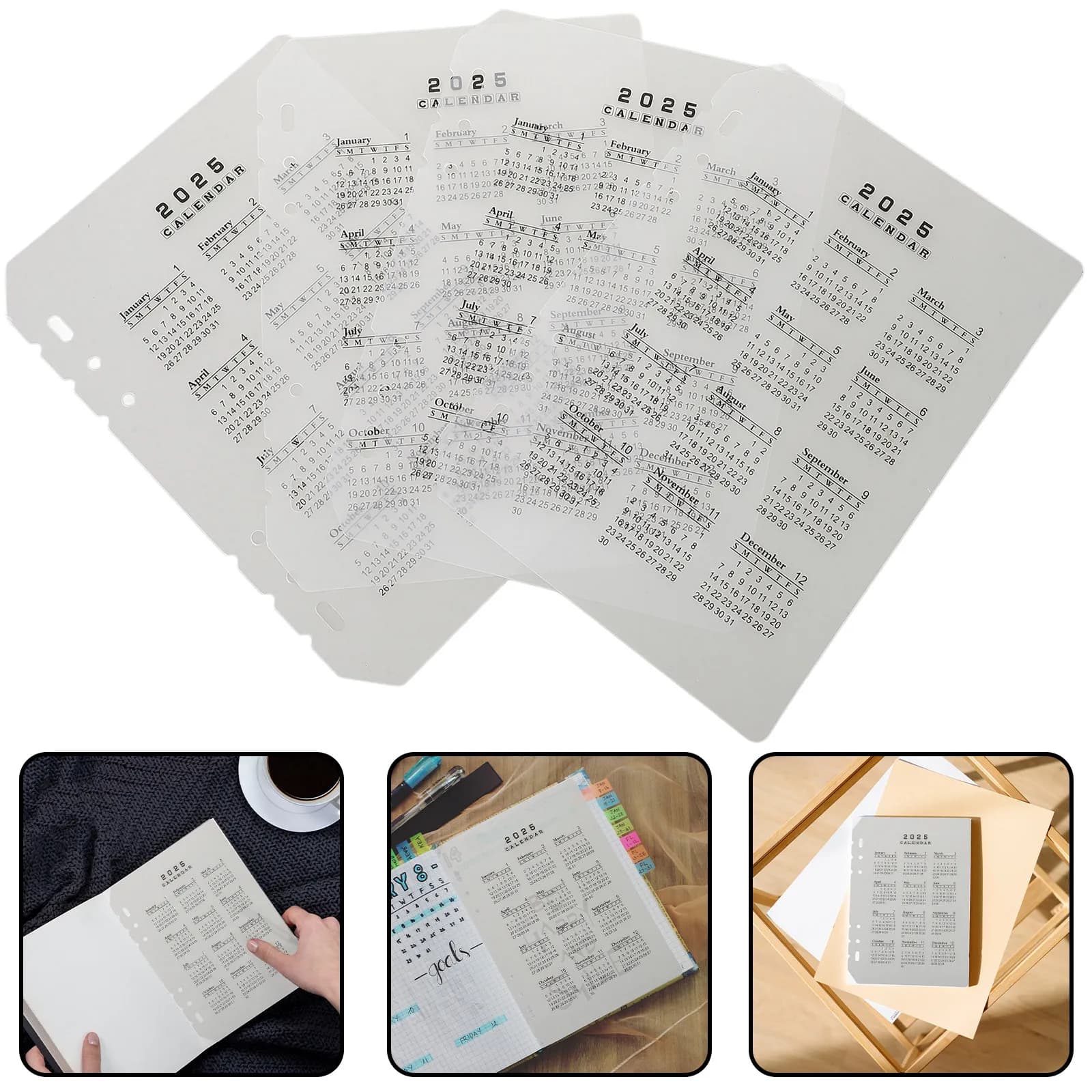 4 divisori per quaderni A5, divisori per calendario con design a 6 fori per agenda standard, quaderno a fogli mobili, professionale