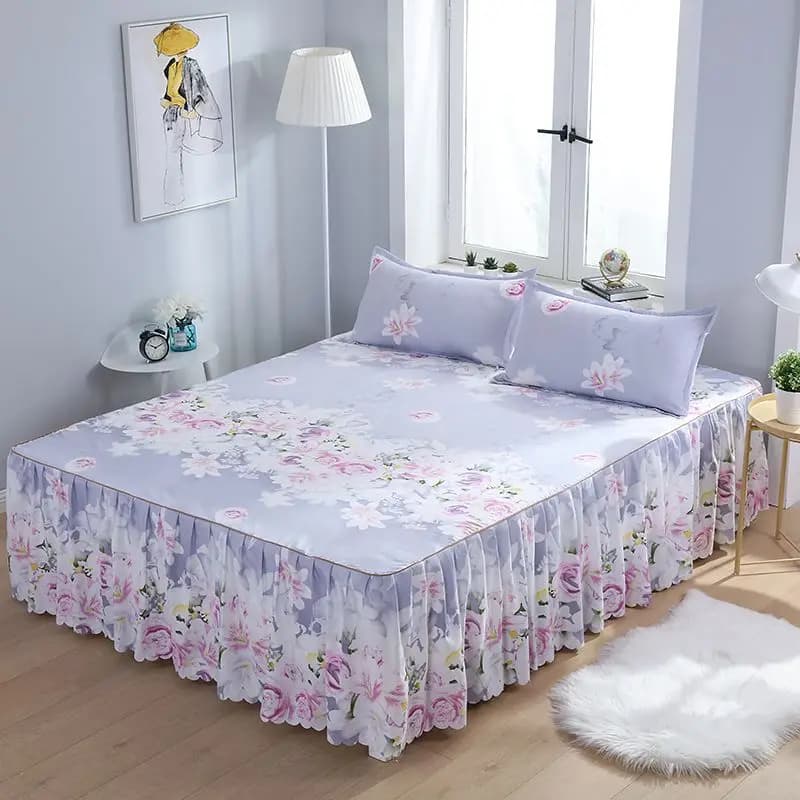 Single bed skirt with lace finishes Set Beautyrest mattress cover sheets, fading resistant bedding with ecological dye for deep sleep