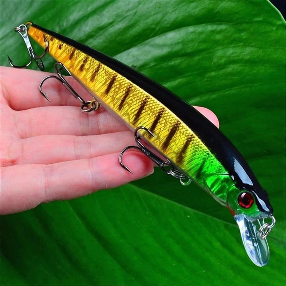 1 Pz Realistico Wobbler Richiamo di Pesca Occhi 3D 14 cm/18,5 g Minnow Artificiale Esca Dura Attrezzatura Da Pesca Richiamo Galleggiante con 6 # Ganci