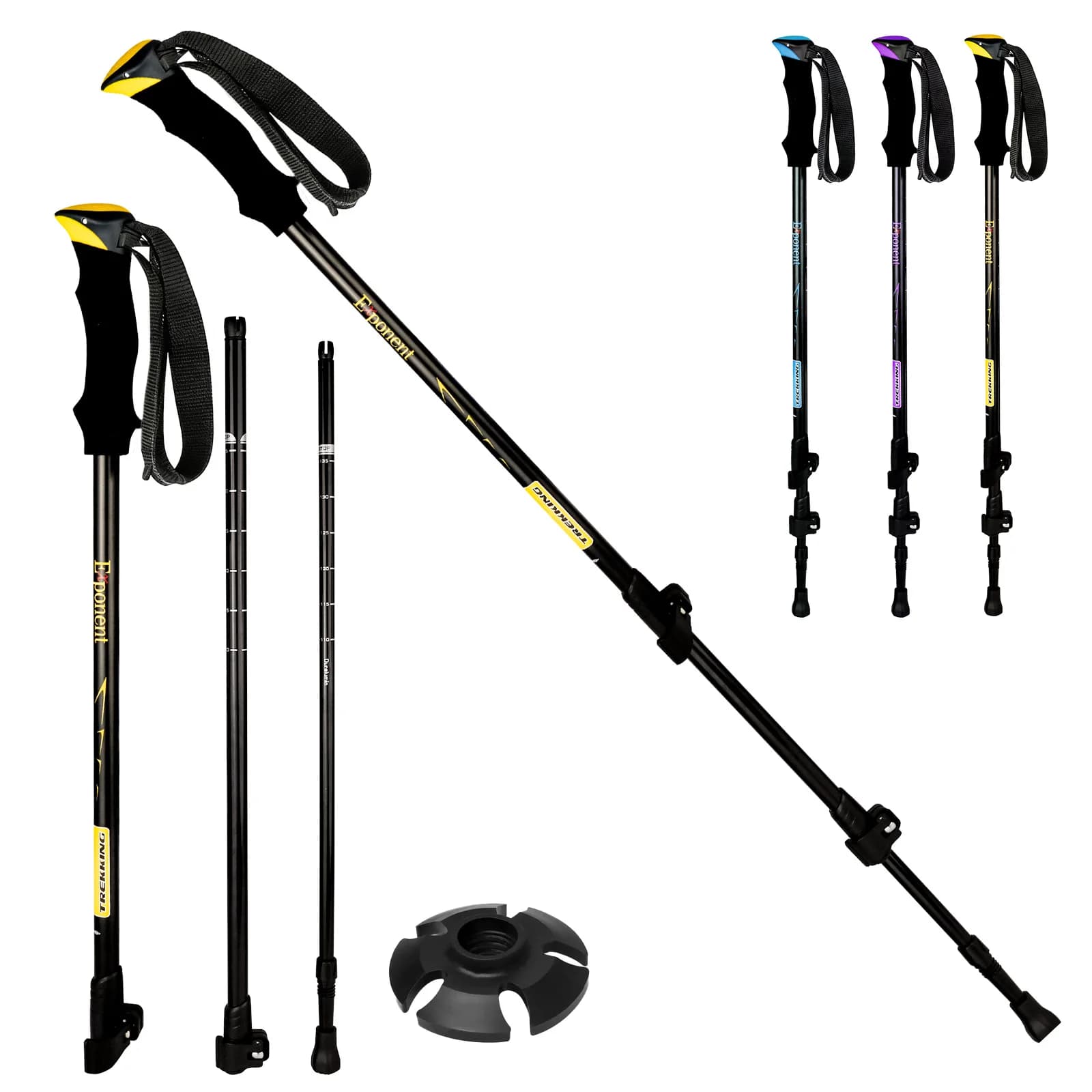 Retractable Trekking Pole 3 Sections 6061 Aluminum Alloy Foldable Walking Sticks For Outdoor Hiking Climbing Mountaineering