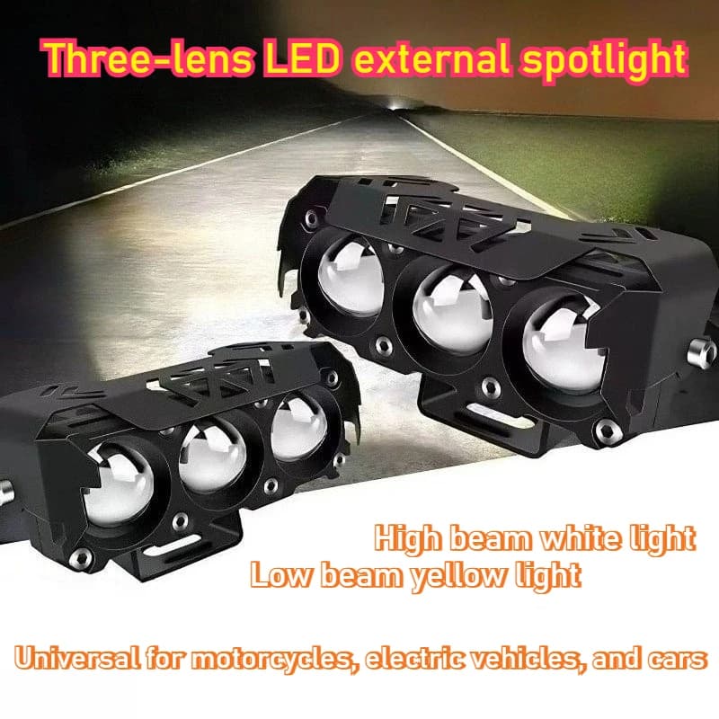 Led spotlight for motorcycle Double color Fendinebbia with high/low beam for cars SUV UTV 12V 24VMini Lenten Light Headlight