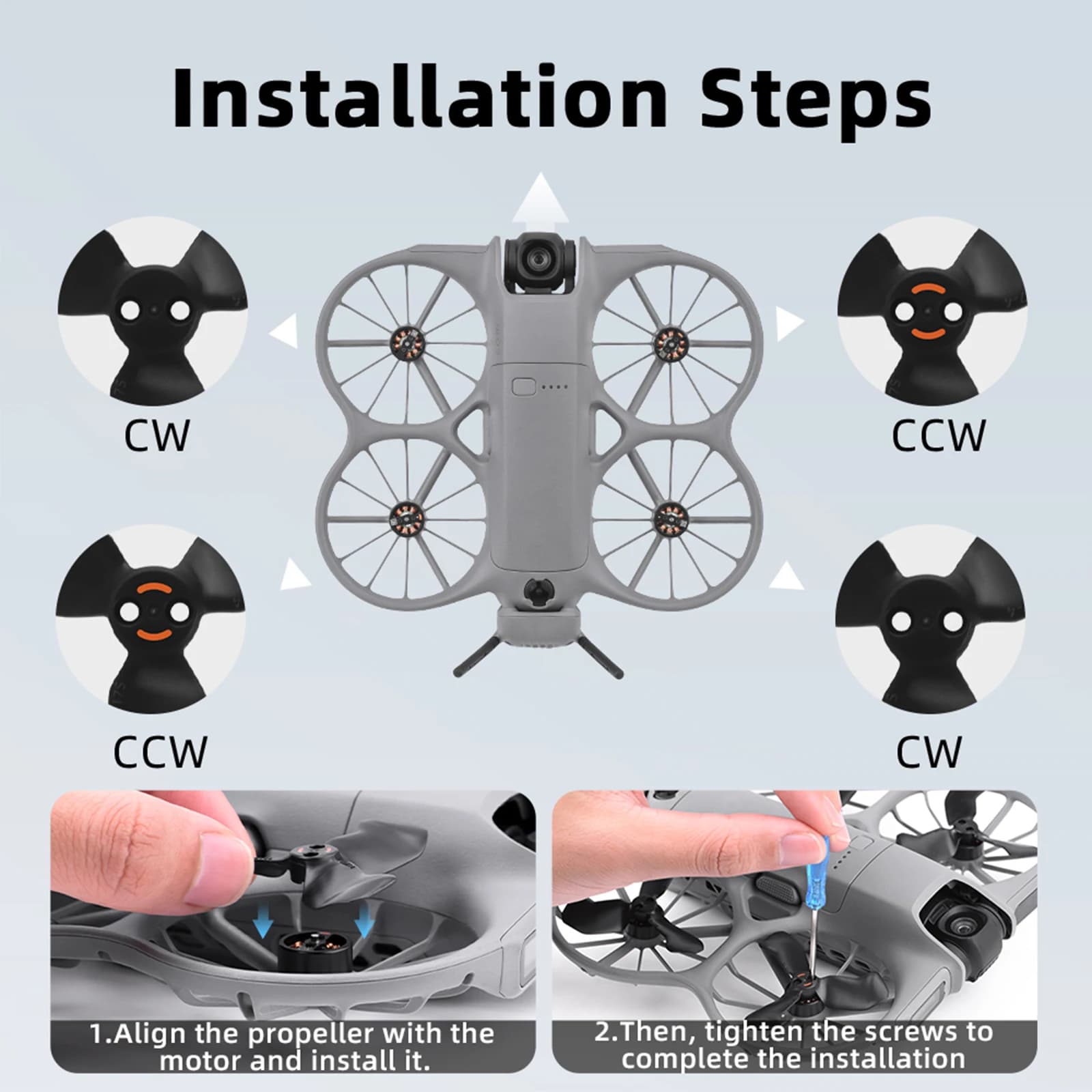 2 Pairs Propellers Including Screws and Screwdriver Low Noise Wings Replacement Blades for Neo 2 Drone Accessories