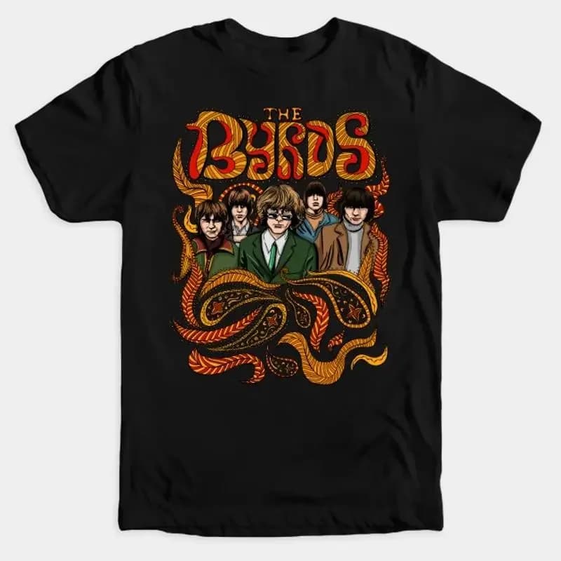 Maglietta vintage della rock band The Byrds McGuinn Gene Michael Clarke otto miglia di altezza