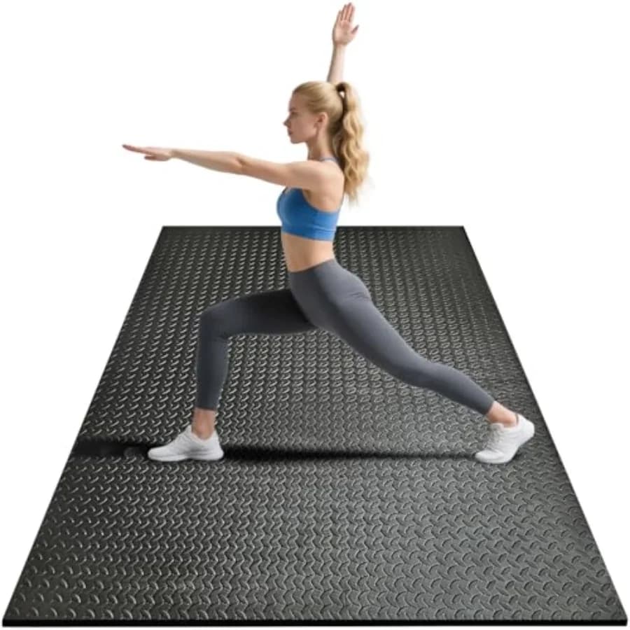Tappetino da Palestra 4x6ft Spessore 10mm - Grande Tappetino in Schiuma TPE/NPE per Palestra Domestica, Garage, Yoga ed Esercizi - Antiscivolo ed Ecologico