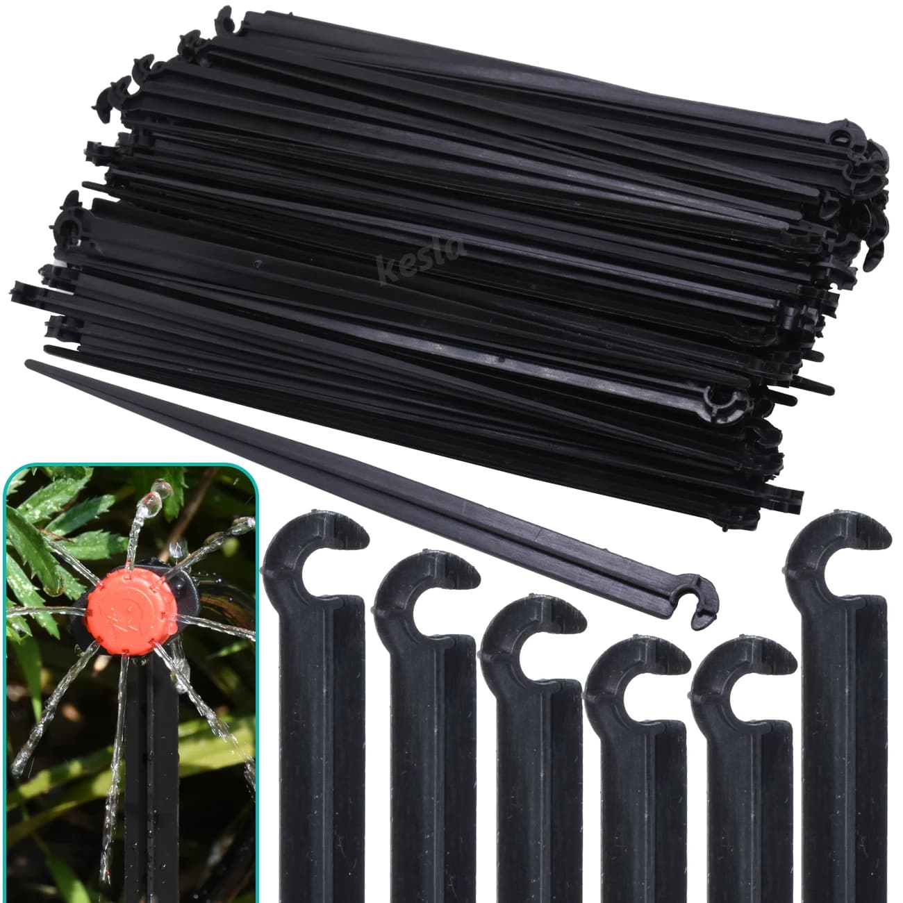 KESLA 50-1000pc Giardino 1/4 "Palo per tubo flessibile Attacco fisso 11cm 20cm Supporto per irrigazione a goccia Kit di irrigazione Tubo da 4/7mm a terra