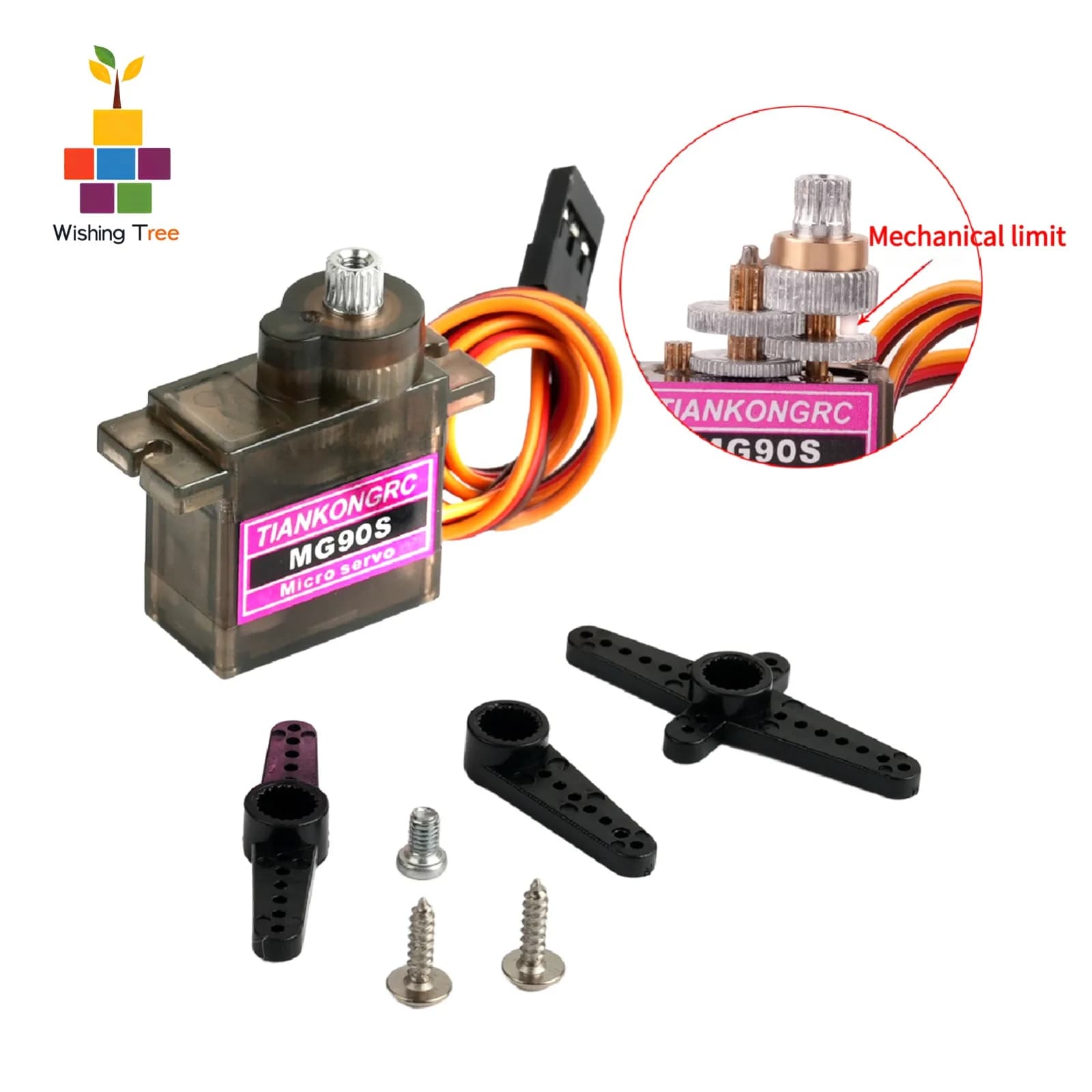 Micro Servo MG90S 180/270/360 ° Coppia regolabile in metallo da 2 kg · cm per Arduino/Drone/Raspberry Pi
