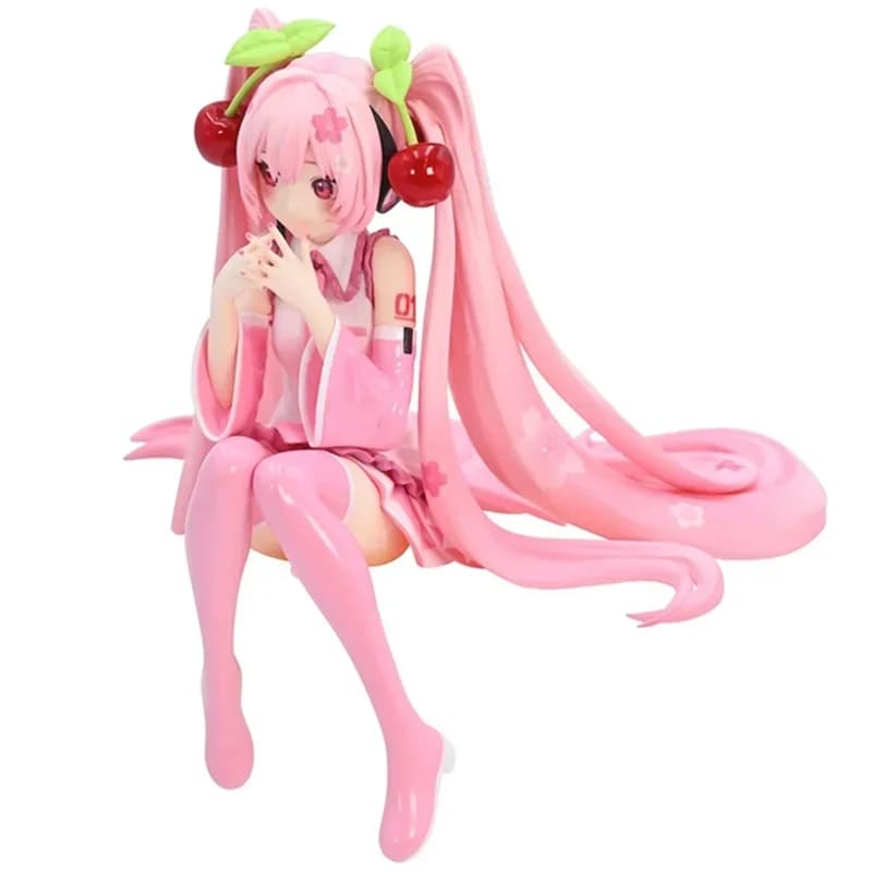 Nuove Action Figure di Hatsune Miku, Giocattoli Anime con Vestito Rosa a Fiori di Ciliegio, Modellini in PVC Kawaii, Regali di Compleanno per Bambini