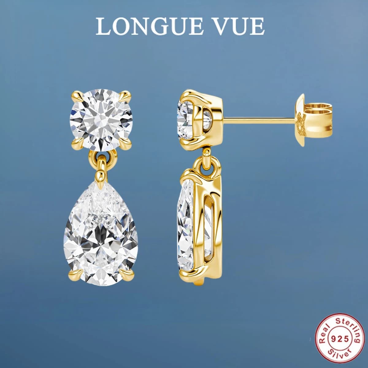 Orecchini pendenti in vera moissanite al 100% per le donne Lab Diamond Eardrop 925 gioielli in argento sterling ragazza regalo di San Valentino
