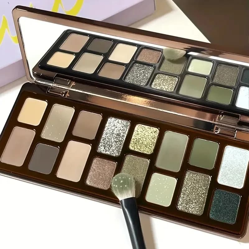 16-Color Eyeshadow Palette,Matte,Shimmer & Glitter Finishes,Earth Tones for Smoky Retro Looks, Highlighter & Blush Multi-Use Cos