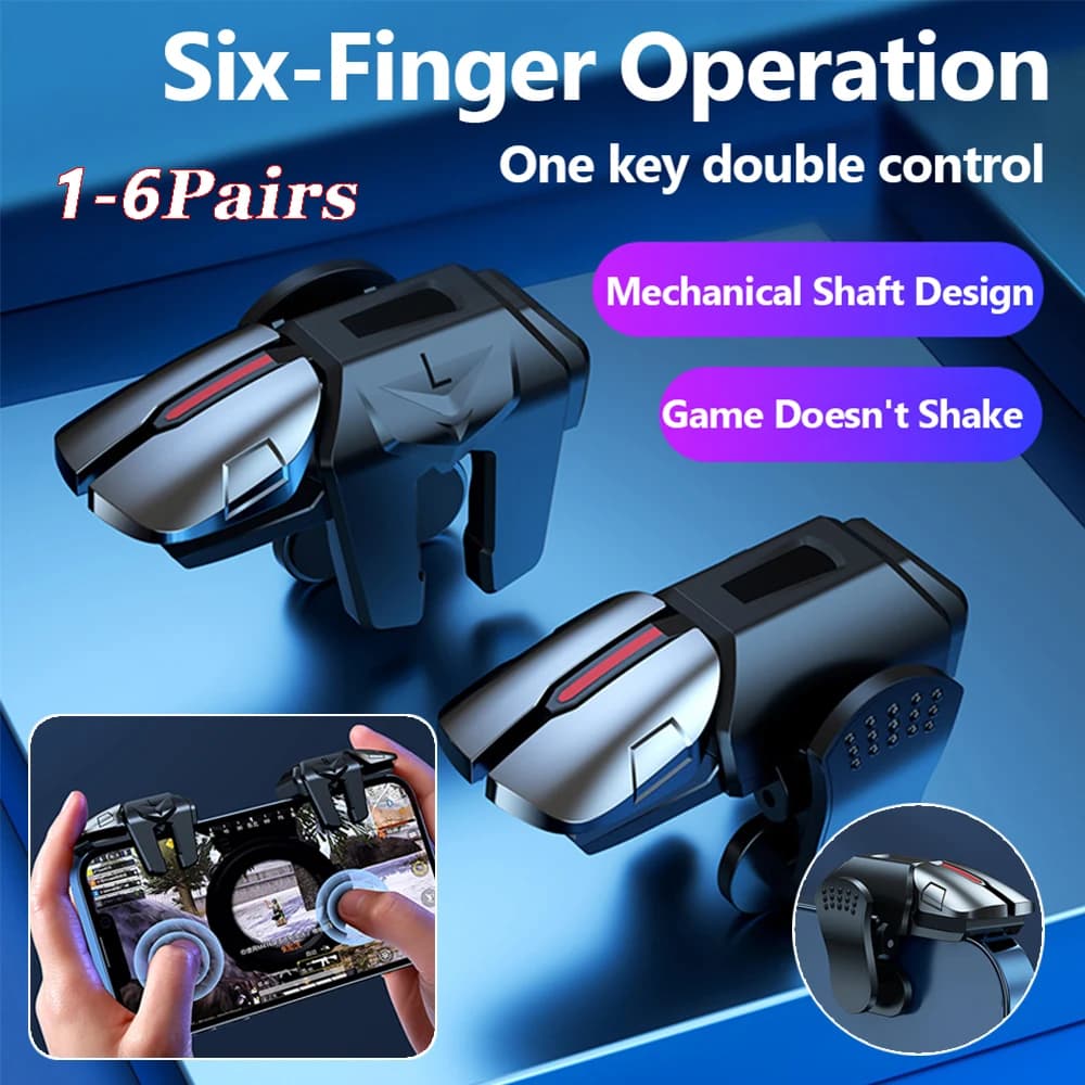 1-6 pairs 6 fingers mobile game triggers for phone game controller PUBG Gamepad Joystick G21 target trigger key alloy button