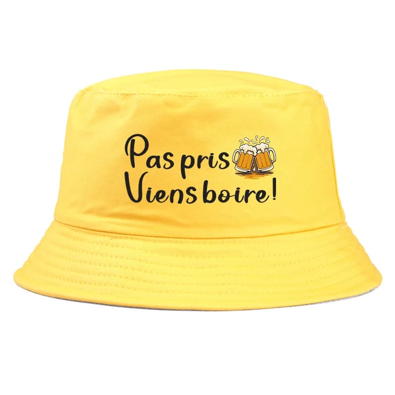 Summer Reversible Bucket Hat Funny Quote Pas Pris Viens Boire Fisherman Hat Men Daily Cool Party Vacation Casual Outdoor Sun Cap