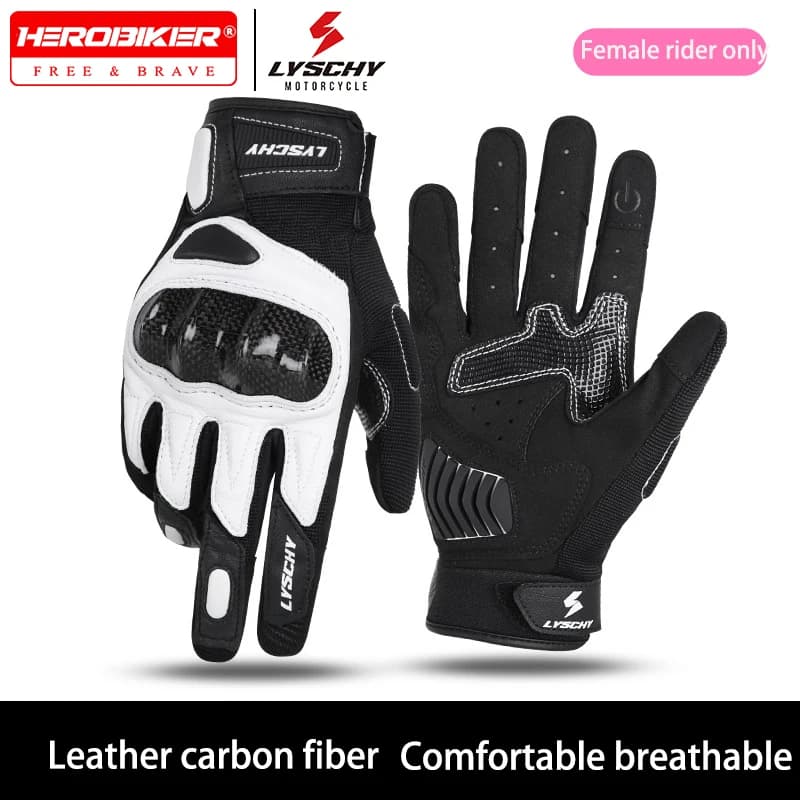 Guanti da moto estivi da donna Guanti corti da cavaliere in fibra di carbonio con protezione anticaduta Guanti da equitazione traspiranti indossabili in pelle