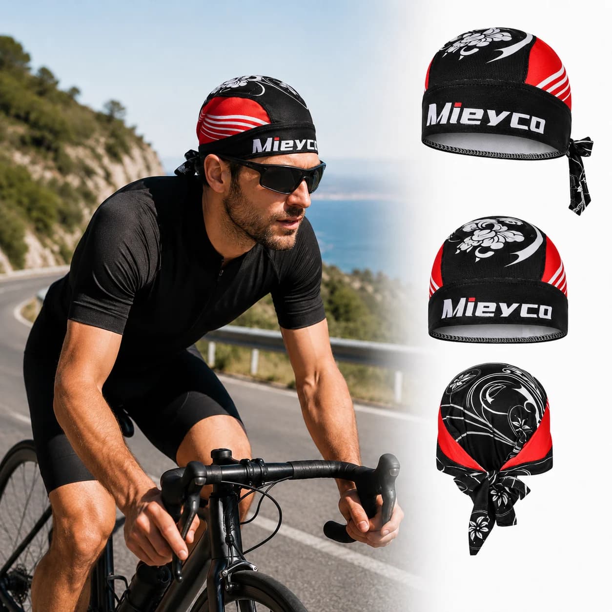 Mieyco Men's Women's Bike Headband Quick Dry Breathable Cycling Cap Summer Riding Bandana Sports Headwear Running Accessory