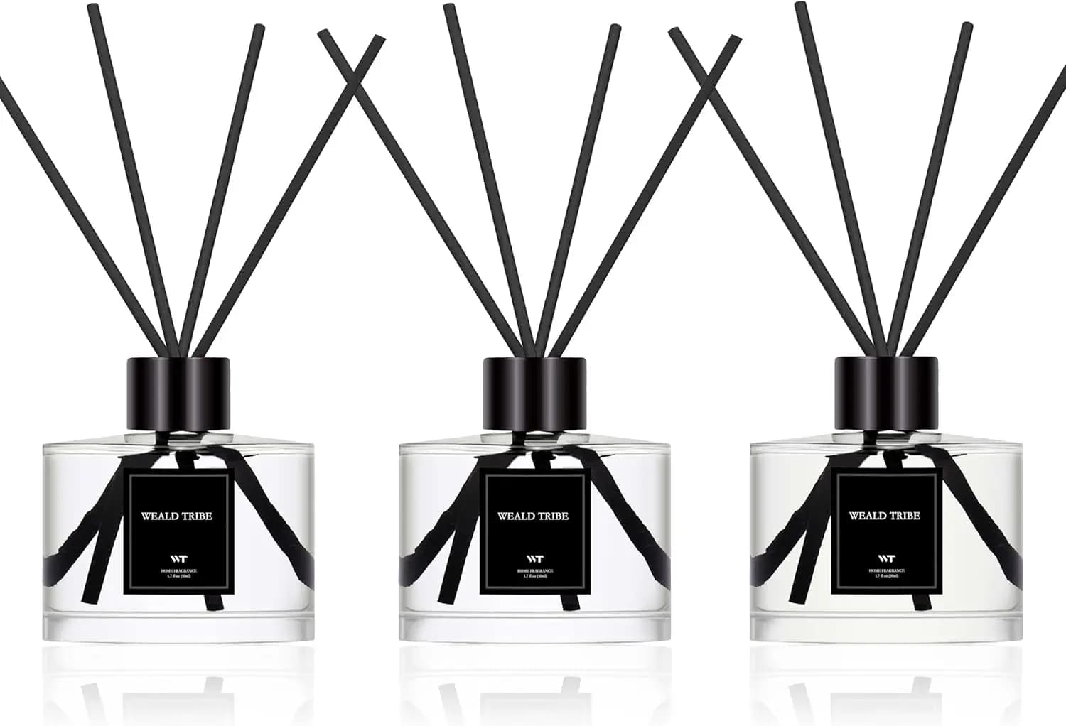 Set di 3 Diffusori a Bastoncino - Profumo Fresco di Lino, Oceano, Eucalipto e Menta, 50 ml Ciascuno, 12 Bastoncini