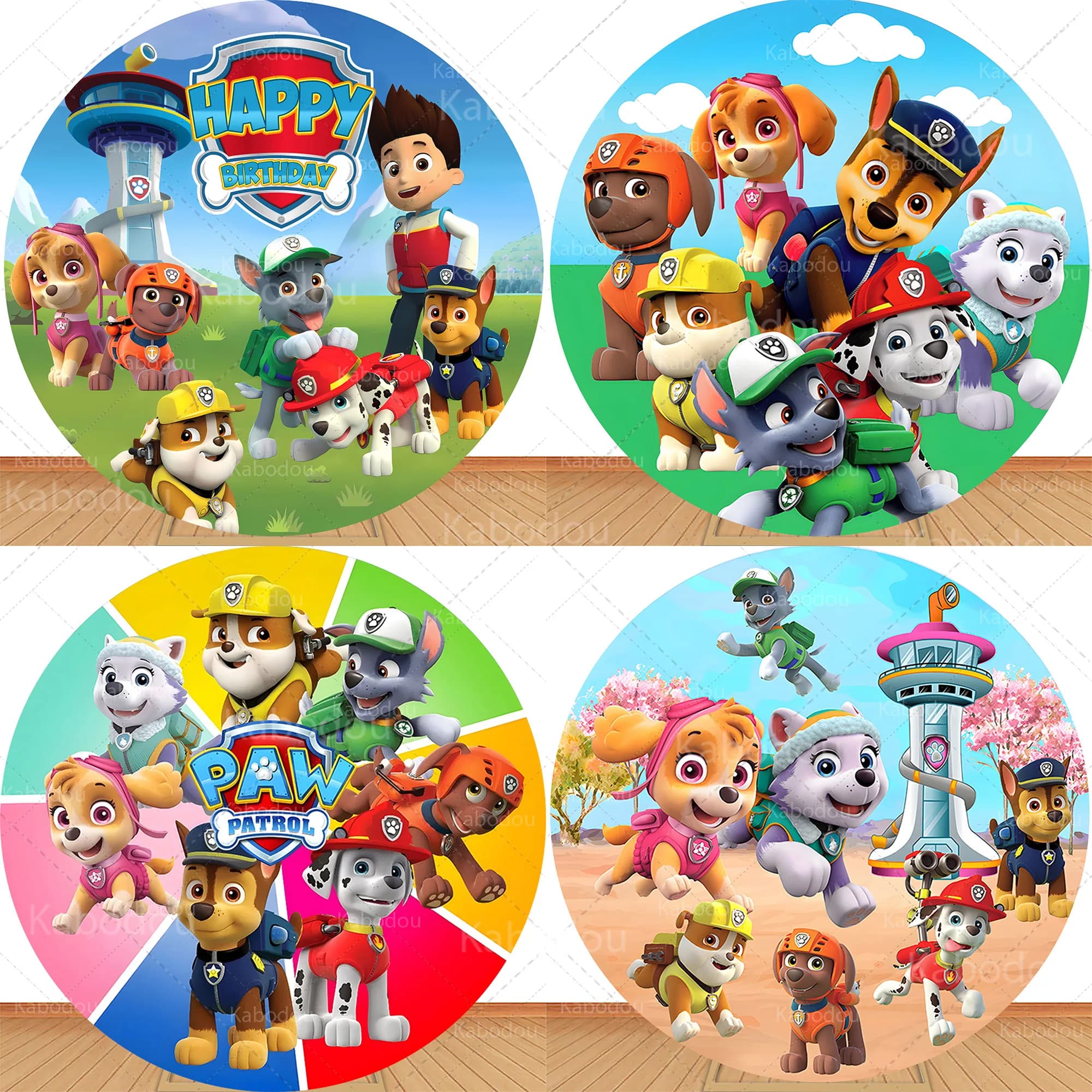 Paw ronds Round Background Boys Birthday Party Cartoon Dog Decoration Baby Shower Background per Photography Circle Studio Prop