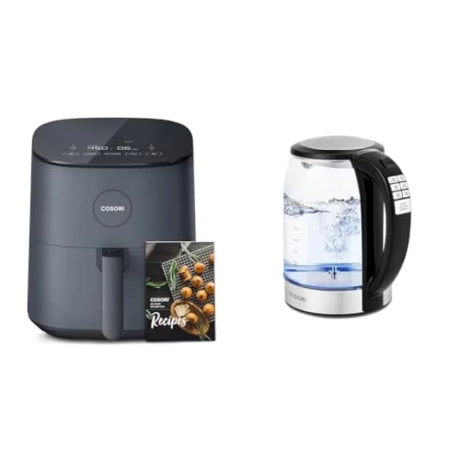 Friggitrice ad Aria 5-Qt Air Fryer Pro LE con Temperatura Massima 450°C, 6 Preimpostazioni, Mantenimento Caldo 60min, Bollitore Elettrico 1.7L in Acciaio Inossidabile Nero, Riscaldamento Rapido