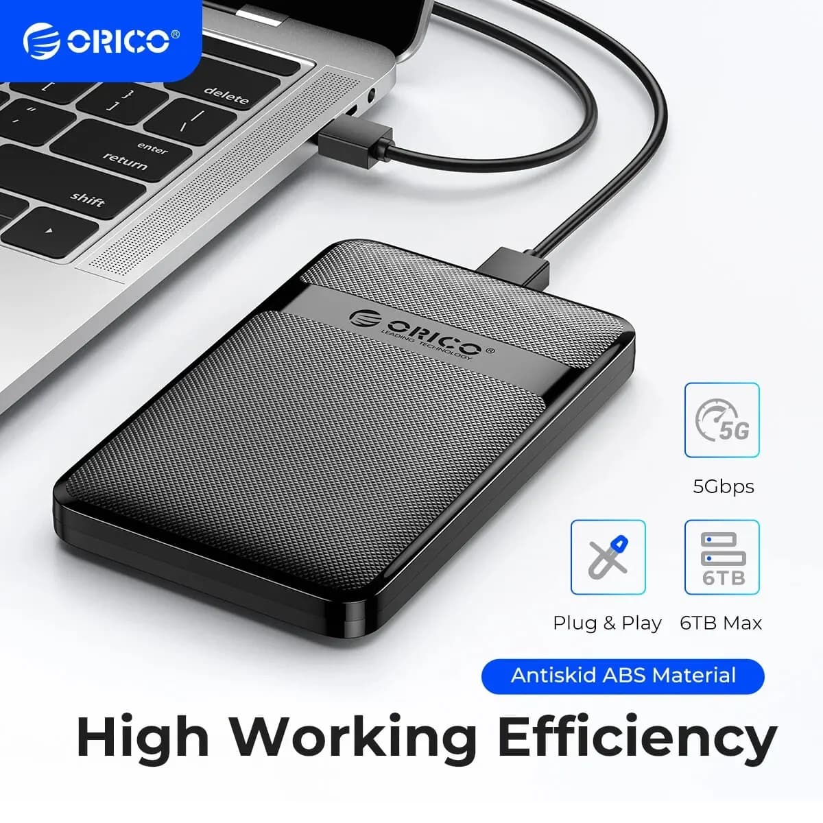 Custodia per HDD ORICO custodia per HDD da 2.5 pollici SATA a USB3.0/Type-C 6Gbps Max USB-C custodia per HDD SATA esterna supporto per Auto-Sleep