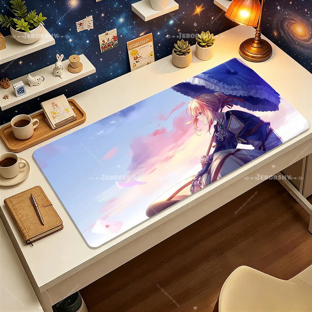 Tappetino per Mouse Grande con Memoria Automatica, Design Anime Girl, Bordi Cuciti, Antiscivolo in Gomma, Accessorio per Tastiera da Gaming per Laptop e PC