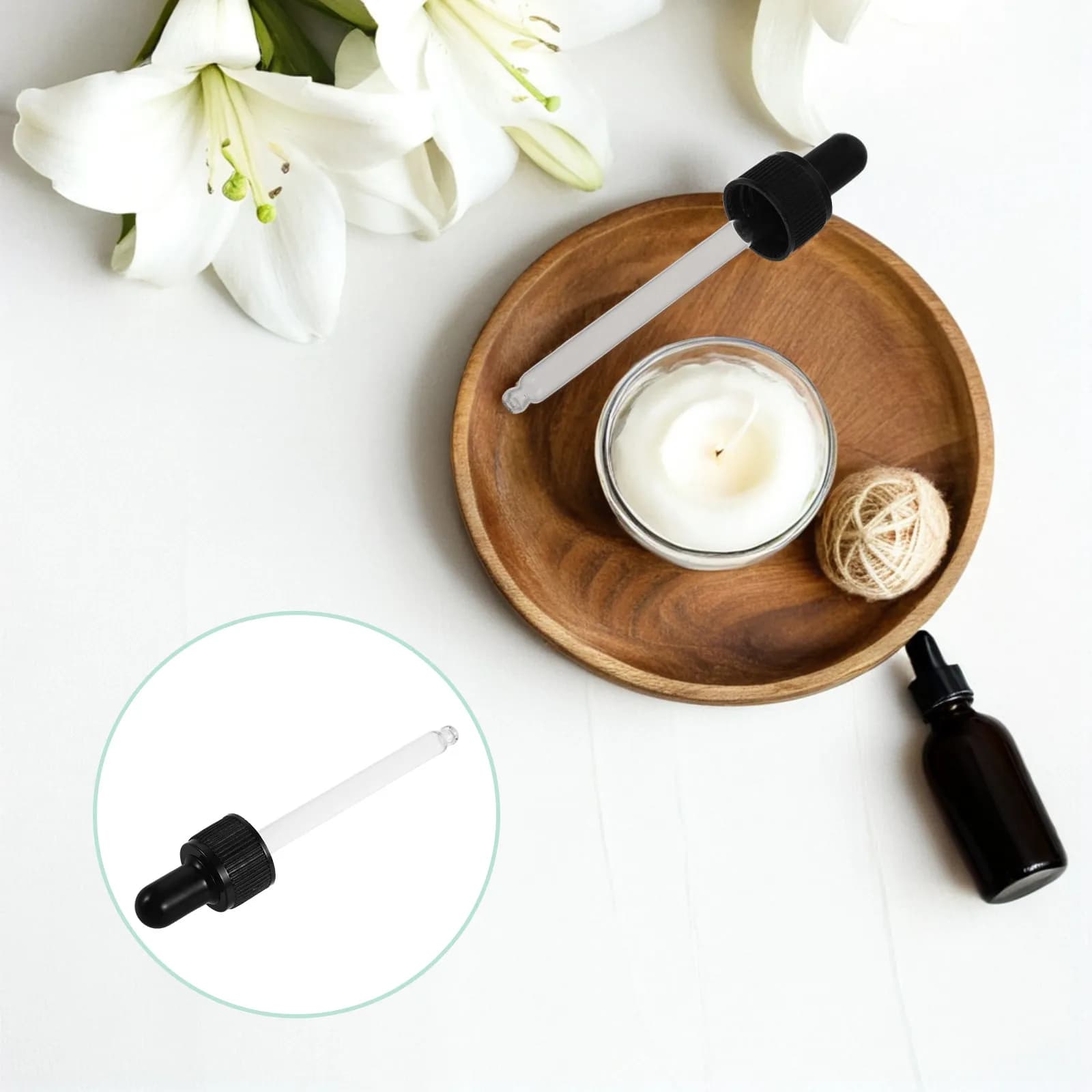 Pipette in vetro con contagocce per oli essenziali, 20 pezzi, con bulbo in silicone e tappo a vite, a prova di perdite, per aromaterapia, profumi, trucco e artigianato