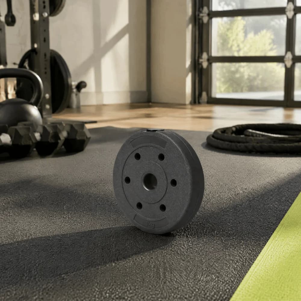 Solid black weight plate Barbell Weight Plate Coated Surface Weight Marked Strength Training Weight Plate Round Shape