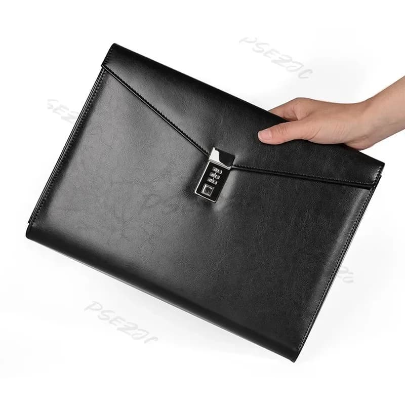 Borsa per documenti riservati A4 Borsa per manager di viaggi d'affari per documenti ufficiali con blocco password in pelle portatile
