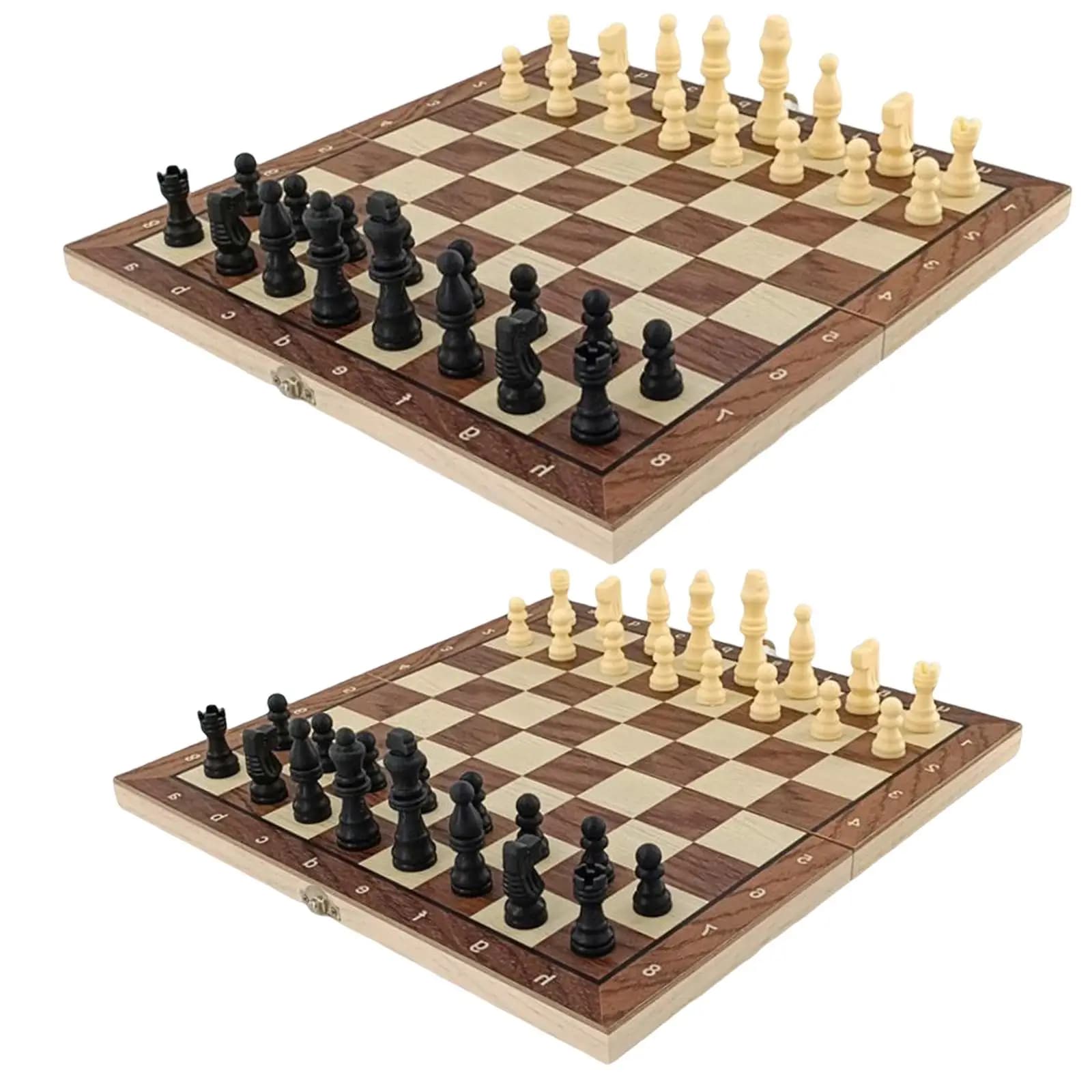 Wooden Chess Backgammon Checkers Folding Storage Wooden Chess Board Set for