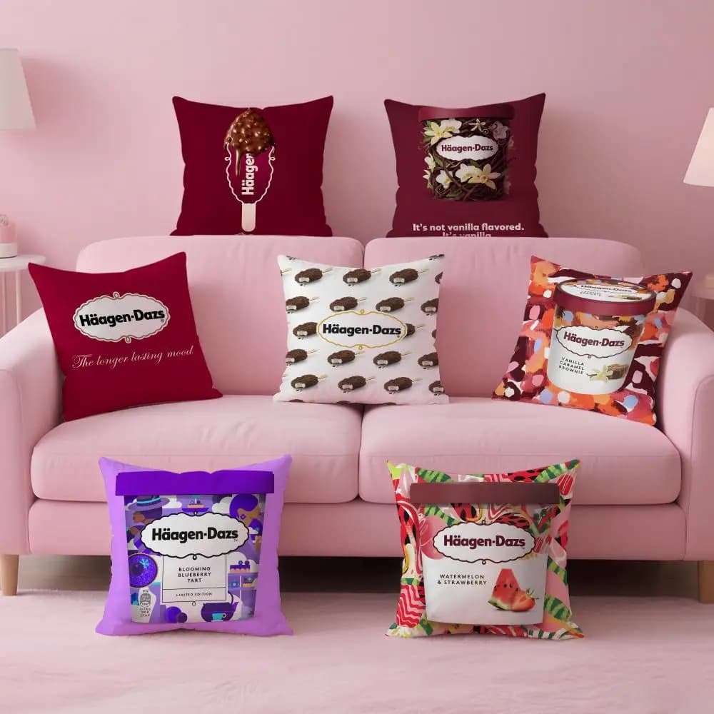 Fodera per cuscino con motivo H-Haagen-Dazs, pura e ricca, in tessuto morbido e delicato sulla pelle, con cerniera nascosta