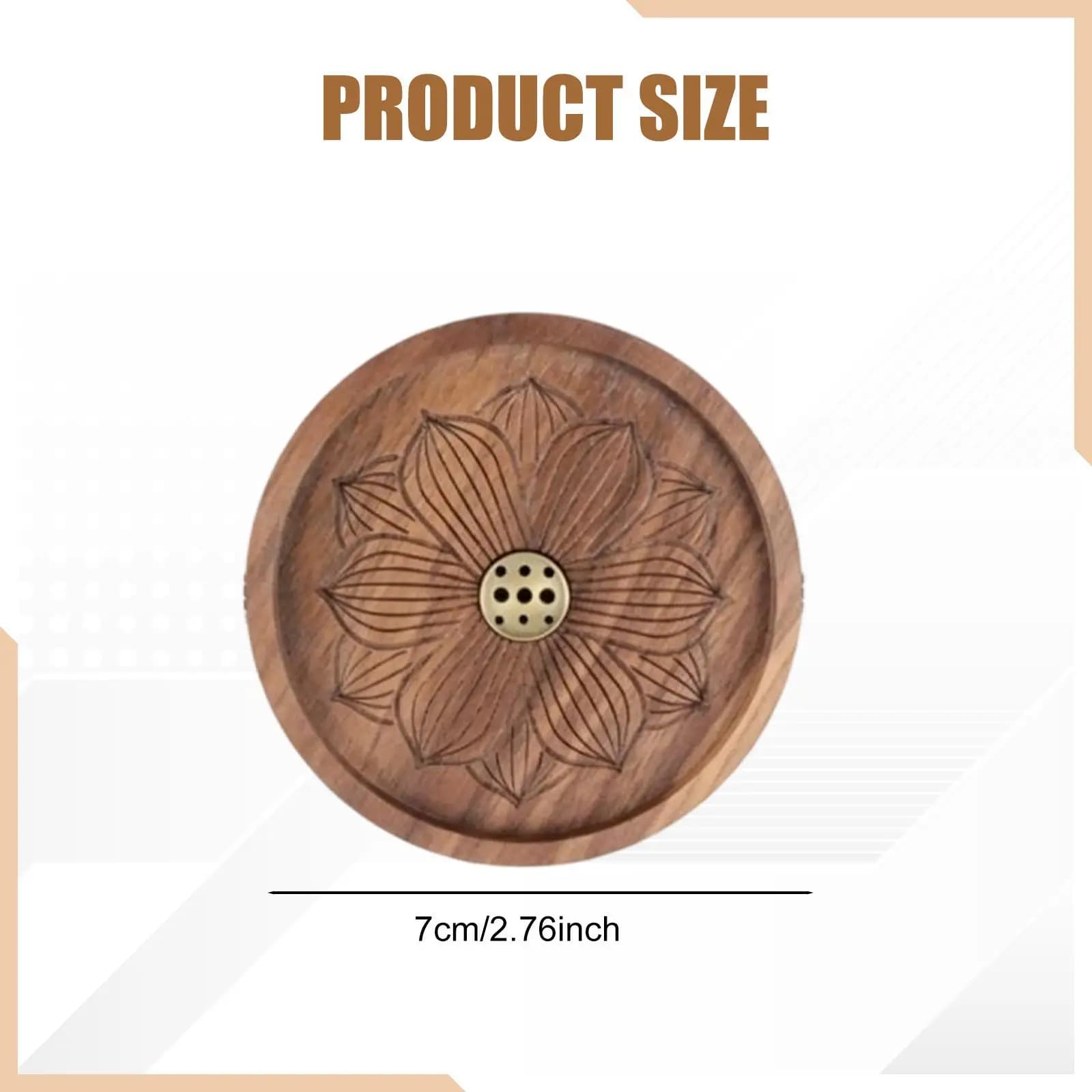 Porta Incenso Rustico in Legno Rotondo, Bruciatore di Incenso a Forma di Loto, Ornamento Versatile per Yoga, Meditazione, SPA, Decorazione Casa