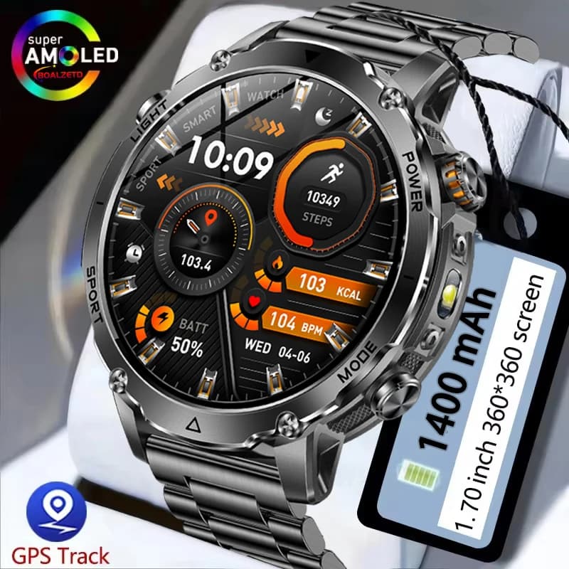 T-Rex 3 Ultra Smartwatch di Grado Militare con Batteria da 1000mAh, Impermeabile IP68, GPS, Fitness, Chiamate Bluetooth, per Uomo, 100+ Sport