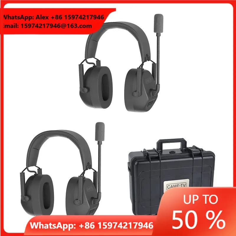 CAME-TV KUMINIK8 D2 Headphone Earbuds Noise Cancelling Wireless Intercom Headset With Microphone