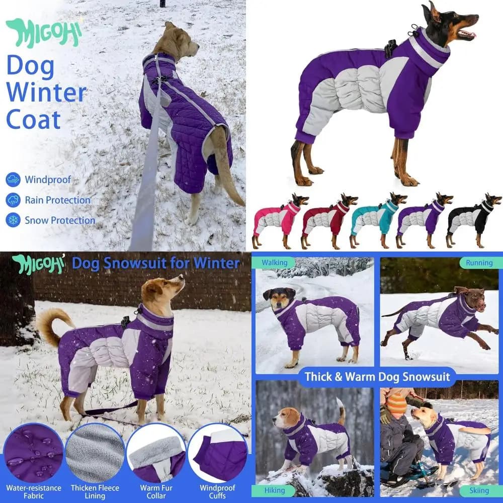 Cappotto invernale riflettente per cani con imbracatura - Giacca in pile, tuta da neve antivento per cani di taglia media, M