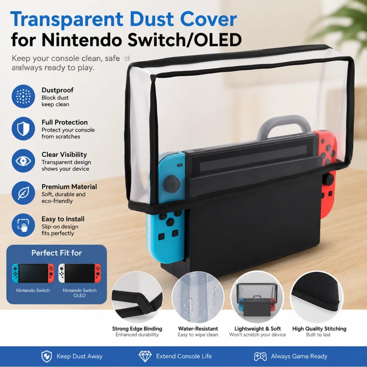 Transparent Dustproof Case for Nintendo for switch/ OLED Console - Anti-Scratch Mesh Sleeve Durable Nylon Game accessories