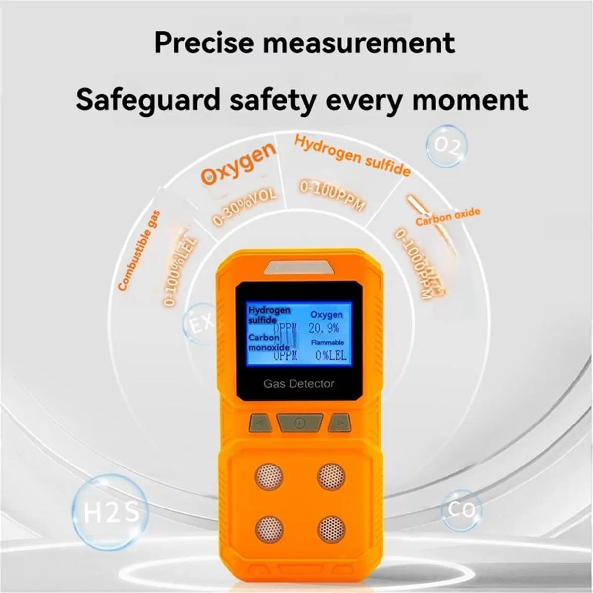 Affidabile - Rilevatore di gas 4 in 1 Misuratore di gas pericoloso combustibile e tossico Analizzatore portatile di O2 CO H2S